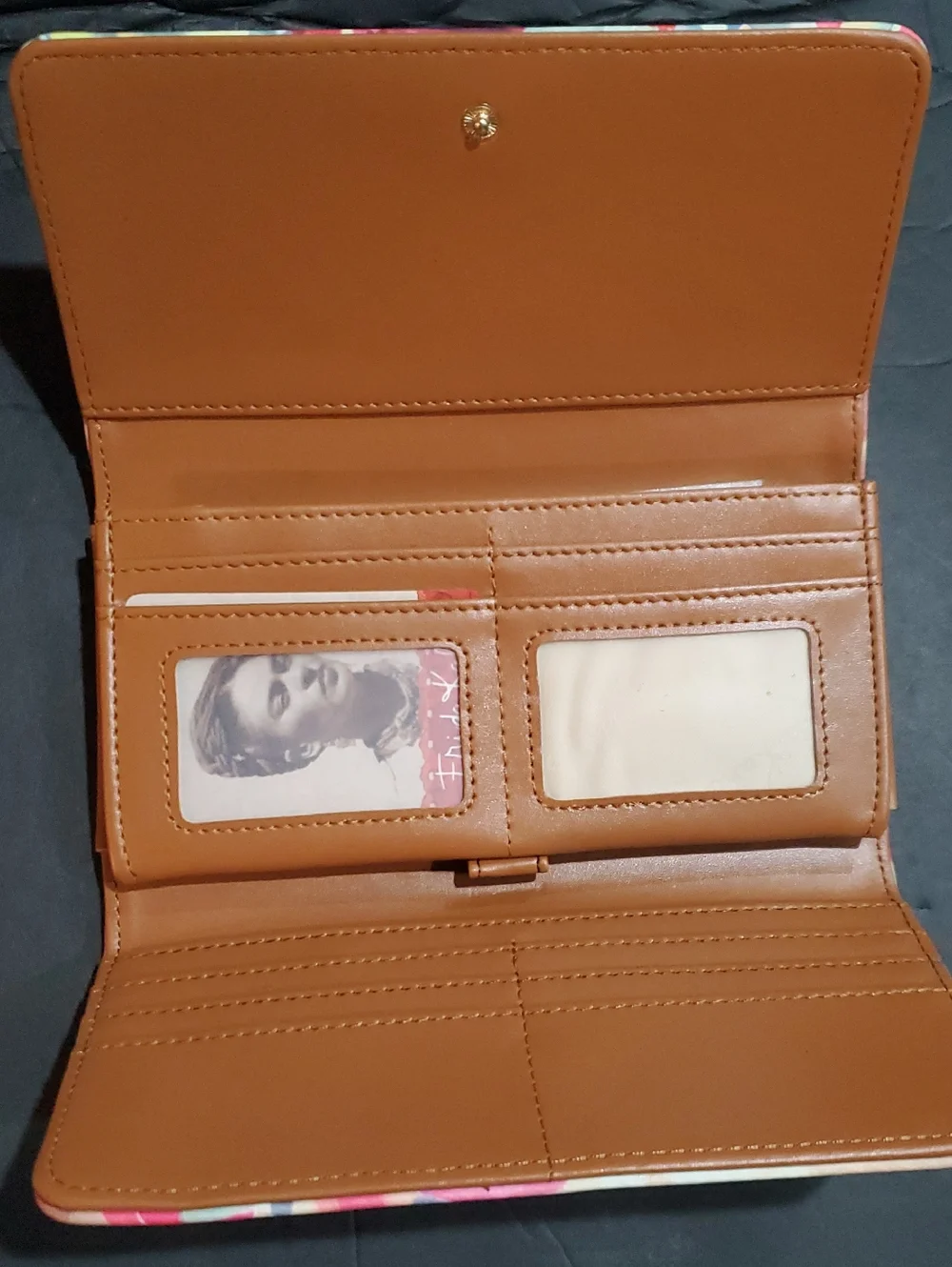 Frida Khalo beautiful pink rose watercolor floral long wallet brand‎ new